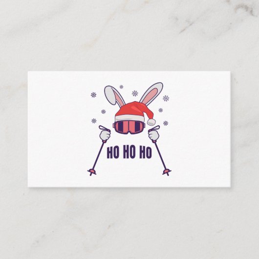 Skiende Santa Rabbit met Santa Hat en skistokken S Informatiekaartje (Voorkant)