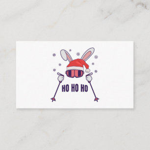 Skiende Santa Rabbit met Santa Hat en skistokken S Informatiekaartje
