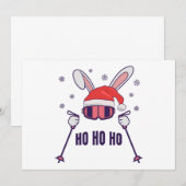 Skiende Santa Rabbit met Santa Hat en skistokken S Kaart (Voorkant / Achterkant)