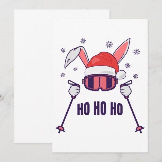 Skiende Santa Rabbit met Santa Hat en skistokken S Kaart (Voorkant / Achterkant)