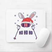 Skiende Santa Rabbit met Santa Hat en skistokken S Muismat (Met muis)