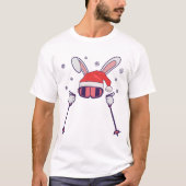 Skiende Santa Rabbit met Santa Hat en skistokken S T-shirt (Voorkant)