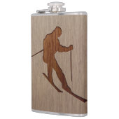 Skiende silhouet gegraveerd op houten ontwerpen heupfles (Links)