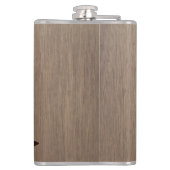 Skiende silhouet gegraveerd op houten ontwerpen heupfles (Achterkant)