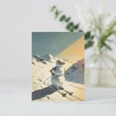 Skiënde Sneeuwman Briefkaart (Staand voorkant)