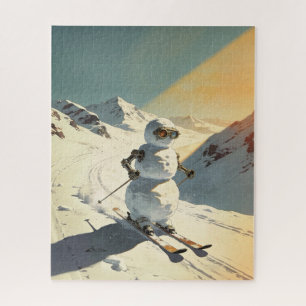 Skiënde Sneeuwman  Legpuzzel