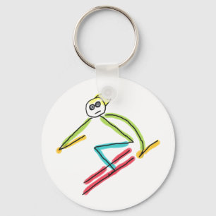 Skiënde Stickman Sleutelhanger
