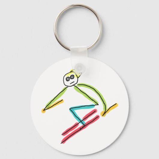 Skiënde Stickman Sleutelhanger (Voorkant)