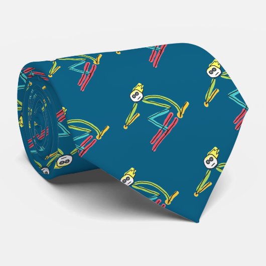 Skiënde Stickman Stropdas (Opgerold)