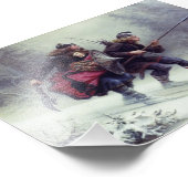 Skiende vogelpoten over de berg foto afdruk (Hoek)