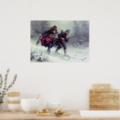 Skiende vogelpoten over de berg poster (Keuken)