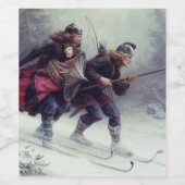 Skiende vogelpoten over de berg wijn etiket (Enkel label)