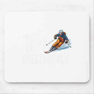 Skiër 10e verjaardag Ski Jongen Meisje 10e verjaar Muismat
