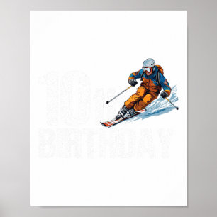 Skiër 10e verjaardag Ski Jongen Meisje 10e verjaar Poster