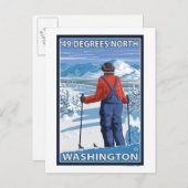 Skier Admiring - 49 graden Noord, Washington Briefkaart (Voorkant / Achterkant)