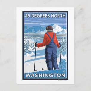 Skier Admiring - 49 graden Noord, Washington Briefkaart
