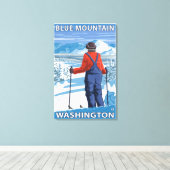Skier Admiring - Blue Mountain, Washington Canvas Afdruk (Insitu (Houten vloer))