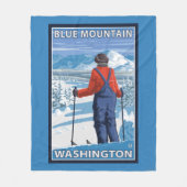 Skier Admiring - Blue Mountain, Washington Fleece Deken (Voorkant)