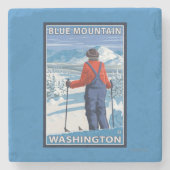 Skier Admiring - Blue Mountain, Washington Stenen Onderzetter (Voorkant)