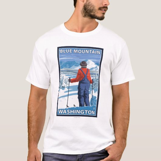 Skier Admiring - Blue Mountain, Washington T-shirt (Voorkant)