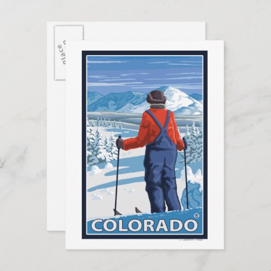 Skier Admiring Colorado Briefkaart (Voorkant / Achterkant)