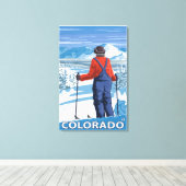 Skier Admiring Colorado Canvas Afdruk (Insitu (Houten vloer))