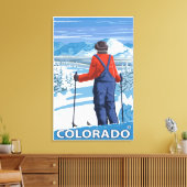 Skier Admiring Colorado Canvas Afdruk (Insitu (Woonkamer))