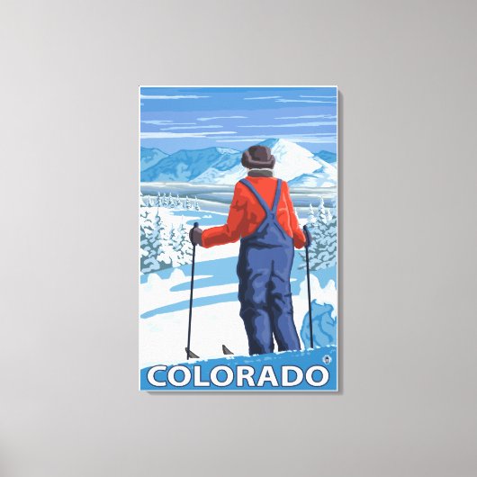 Skier Admiring Colorado Canvas Afdruk (Voorkant)