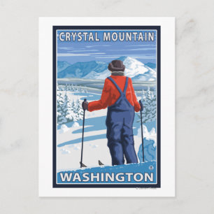 Skier Admiring - Crystal Mountain, Washington Briefkaart
