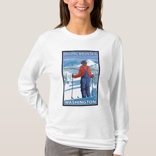 Skier Admiring - Crystal Mountain, Washington T-shirt (Voorkant)