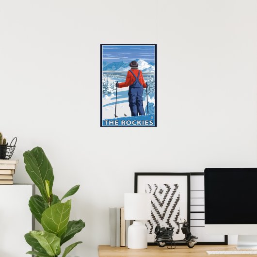 Skier Admiring - De Rockies Poster (Thuiskantoor)