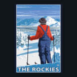 Skier Admiring - De Rockies Poster<br><div class="desc">Skier Admiring - The Rockies - Vintage Travel Poster is in 2007 gecreëerd. Dit afbeelding toont scènes van de Rockies.</div>