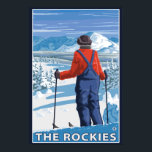 Skier Admiring - De Rockies Poster<br><div class="desc">Skier Admiring - The Rockies - Vintage Travel Poster is in 2007 gecreëerd. Dit afbeelding toont scènes van de Rockies.</div>