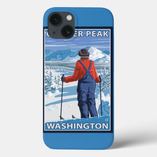 Skier Admiring - Glacier Peak, Washington Case-Mate iPhone Case (Achterkant)