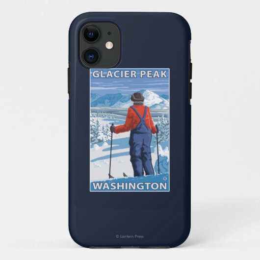 Skier Admiring - Glacier Peak, Washington Case-Mate iPhone Case (Achterkant)