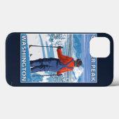 Skier Admiring - Glacier Peak, Washington Case-Mate iPhone Case (Achterkant (horizontaal))