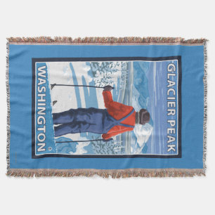 Skier Admiring - Glacier Peak, Washington Deken