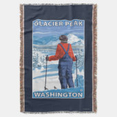 Skier Admiring - Glacier Peak, Washington Deken (Voorkant Verticaal)