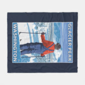 Skier Admiring - Glacier Peak, Washington Fleece Deken (Voorkant (Horizontaal))
