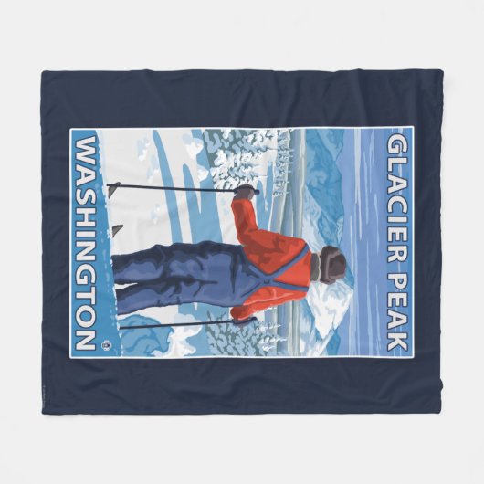 Skier Admiring - Glacier Peak, Washington Fleece Deken (Voorkant (Horizontaal))