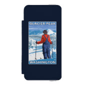 Skier Admiring - Glacier Peak, Washington Incipio iPhone Portemonnee Hoesje (Voorkant Agenda)