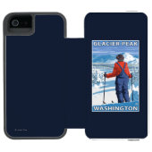 Skier Admiring - Glacier Peak, Washington Incipio iPhone Portemonnee Hoesje (Agenda Open)