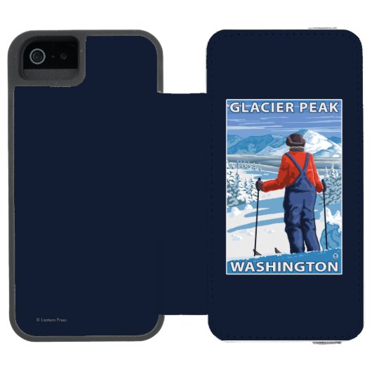 Skier Admiring - Glacier Peak, Washington Incipio iPhone Portemonnee Hoesje (Agenda Open)