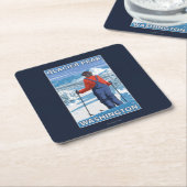 Skier Admiring - Glacier Peak, Washington Kartonnen Onderzetters (Schuin)