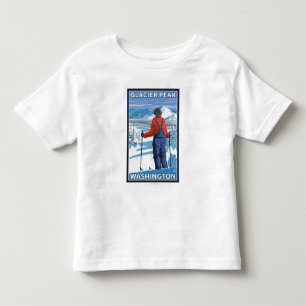 Skier Admiring - Glacier Peak, Washington Kinder Shirts