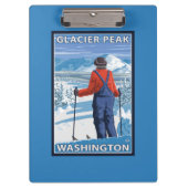 Skier Admiring - Glacier Peak, Washington Klembord (Voorkant)