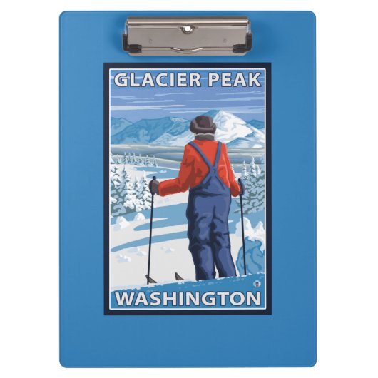 Skier Admiring - Glacier Peak, Washington Klembord (Voorkant)