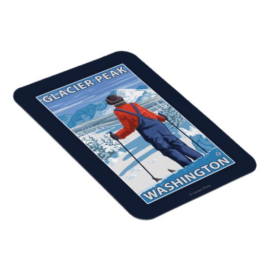 Skier Admiring - Glacier Peak, Washington Magneet (Rechterzijde)