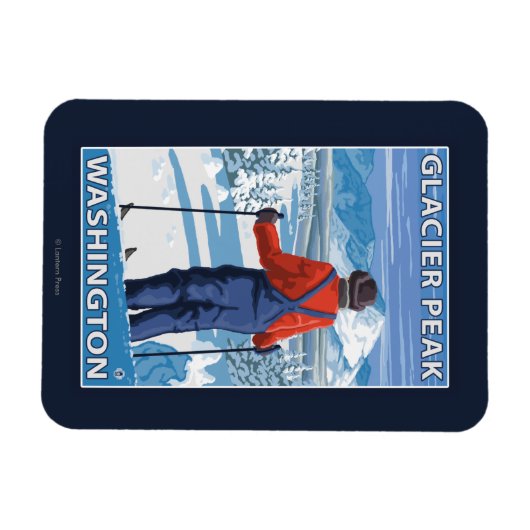 Skier Admiring - Glacier Peak, Washington Magneet (Horizontaal)