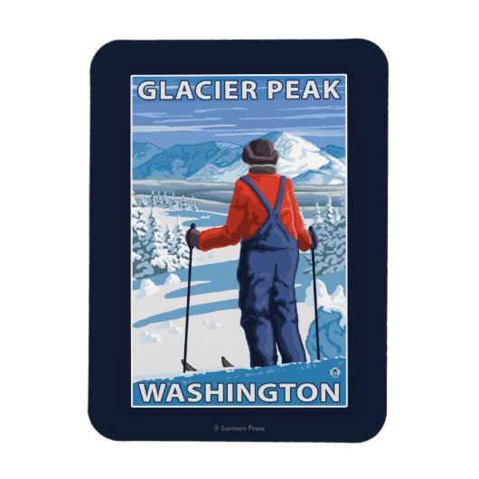 Skier Admiring - Glacier Peak, Washington Magneet (Verticaal)